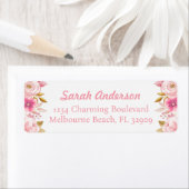 Étiquette de adresse de Baby shower floral rose et (En situation)