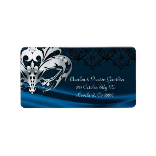 Étiquette de adresse de bijoux bleu mascarade en a