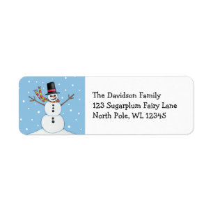 Étiquette de adresse de bonhomme de neige