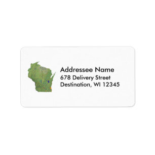 Étiquette de adresse de carte du Wisconsin