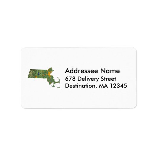 Étiquette de adresse de carte Massachusetts (Devant)