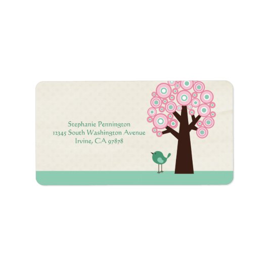 Étiquette de adresse de cercles et d'oiseaux tenda (Devant)