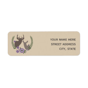 Étiquette de adresse de cerfs floraux pourpre