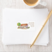 Étiquette de adresse de chalet Vintage aquarelle (En situation)