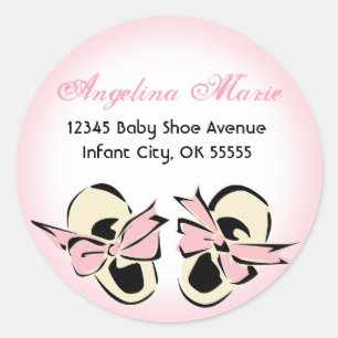 Étiquette de adresse de chaussure pour bébé rose d