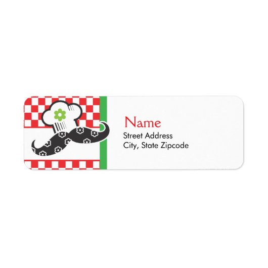 Étiquette de adresse de chef fille moustache (Devant)