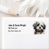 Étiquette de adresse de Chien de Chien Blanc Noir  (En situation)