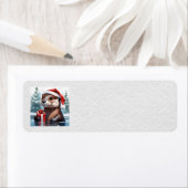 Étiquette de adresse de Christmas Otter (En situation)