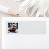 Étiquette de adresse de Christmas Otter (En situation)