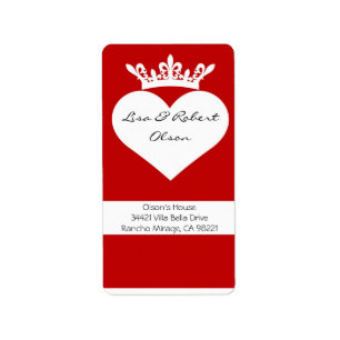 Étiquette de adresse de coeur de couronne