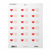Étiquette de adresse de coeur doux (Feuille entière)