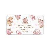 Étiquette de adresse de cookies de Noël rose (Devant)
