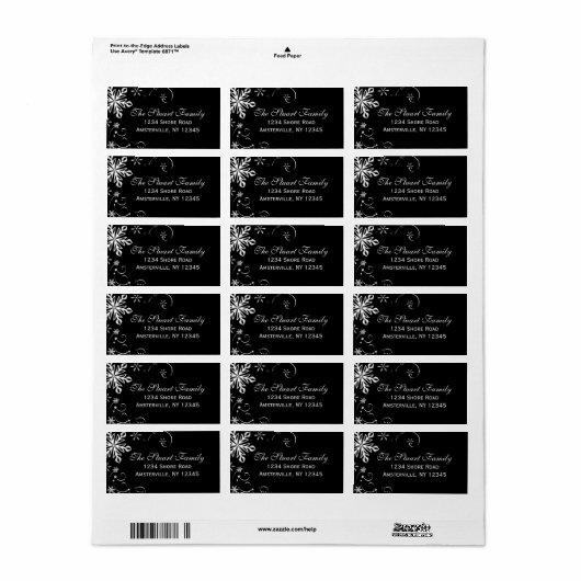 Étiquette de adresse de coupure de neige (Feuille entière)