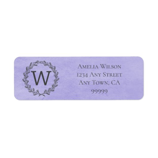 Étiquette de adresse de couronne de monogramme vio (Devant)