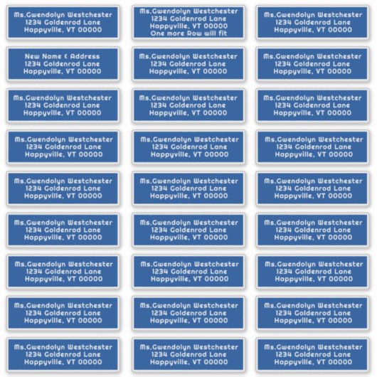 Étiquette de adresse de courrier individuel Bleu d (Devant)
