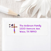 Étiquette de adresse de croix et de papillons (En situation)