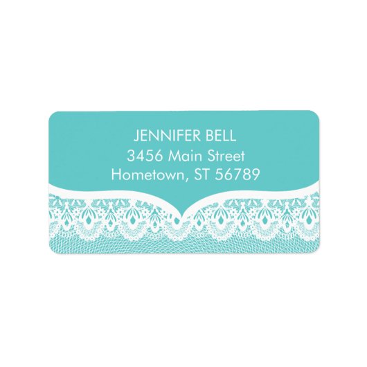 Étiquette de adresse de dentelle turquoise (Devant)