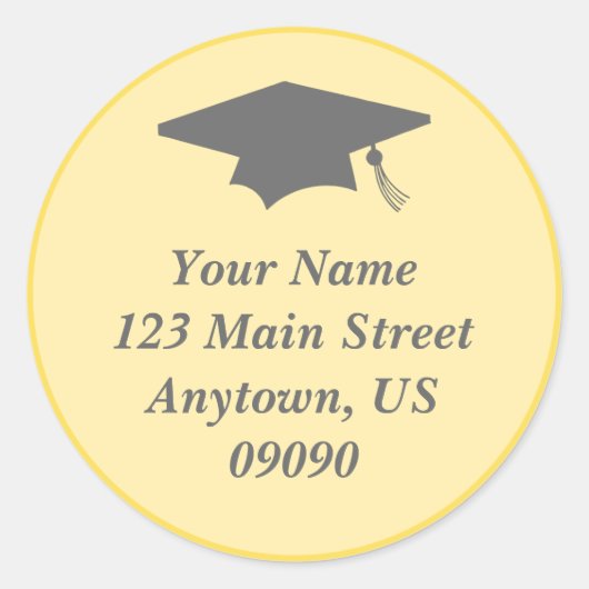 Étiquette de adresse de diplôme classique (Jaune) (Devant)