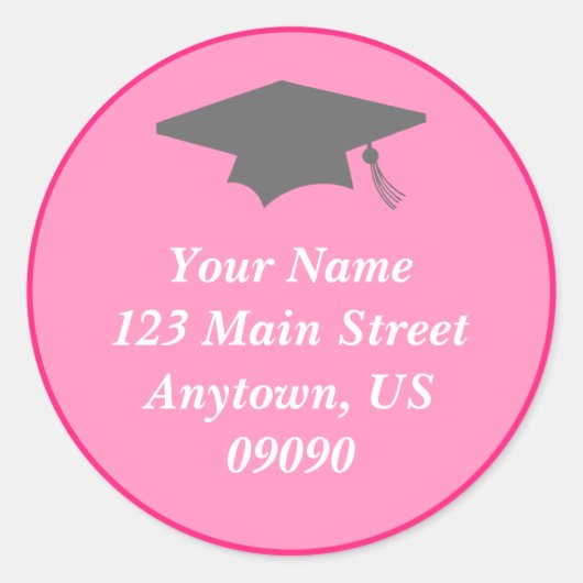 Étiquette de adresse de diplôme classique (rose) (Devant)