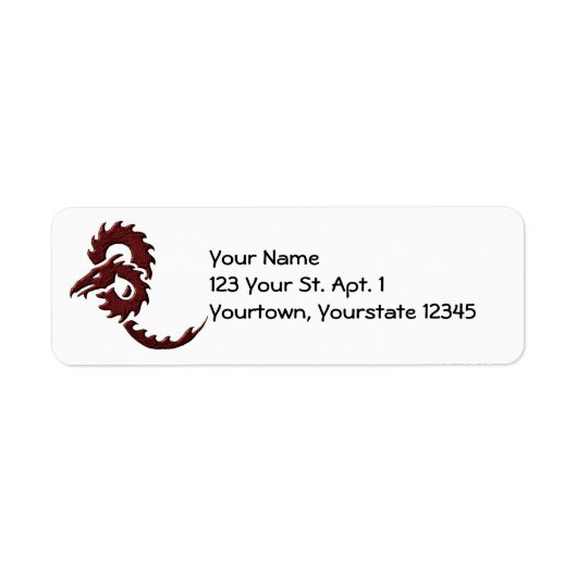 Étiquette de adresse de dragon tribal rouge (Devant)