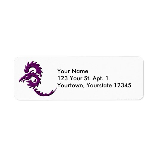 Étiquette de adresse de dragon tribal violet (Devant)