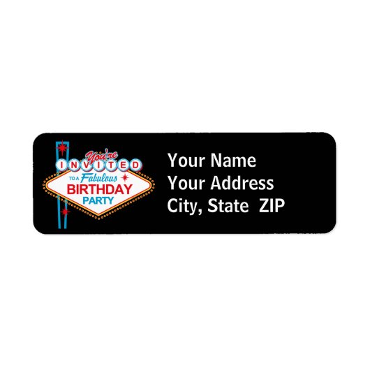 Étiquette de adresse de fête d'anniversaire de Las (Devant)