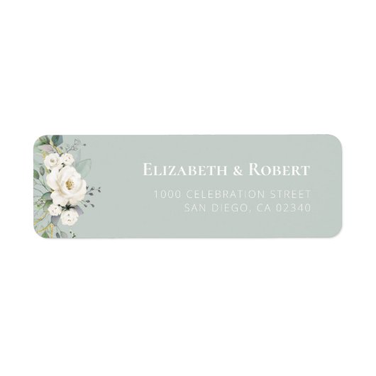 étiquette de adresse de feuillage à fleurs blanche (Devant)