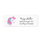 Étiquette de adresse de filles Unicorne rose (Devant)