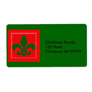 Étiquette de adresse de Fleur de Lis Christmas