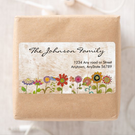 Étiquette de adresse de fleurs (En situation)