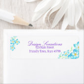 Étiquette de adresse de fleurs bleues (En situation)