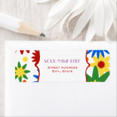 Étiquette de adresse de fleurs - Couleurs vives (En situation)