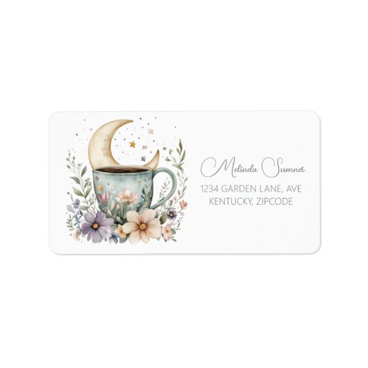 Étiquette de adresse de fleurs de café Boho (Devant)