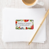 Étiquette de adresse de fleurs de Red Poppies (En situation)