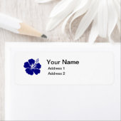 étiquette de adresse de fleurs d'hibiscus bleu (En situation)