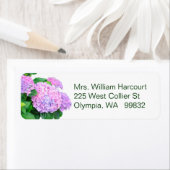 Étiquette de adresse de fleurs d'Hydrangée rose (En situation)