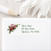 Étiquette de adresse de fleurs roses (En situation)