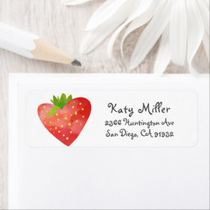 Étiquette de adresse de fraises Heart Girls