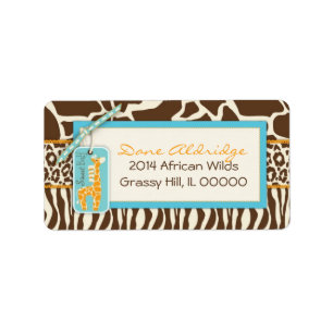 Étiquette de adresse de girafe de safari