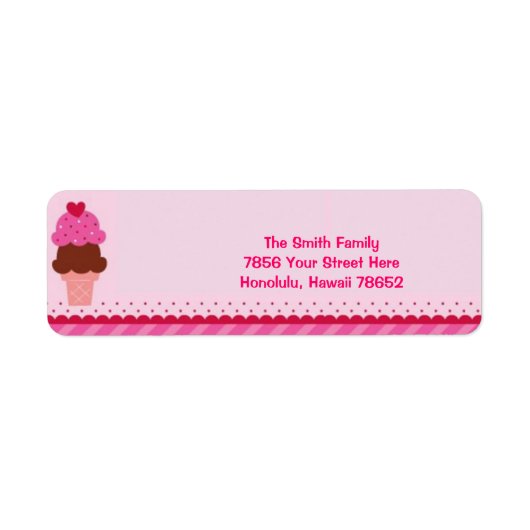 Étiquette de adresse de glace rose (Devant)