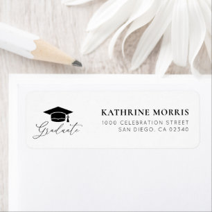 étiquette de adresse de graduation noir et blanc