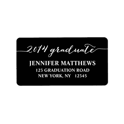 Étiquette de adresse de graduation noir simple (Devant)