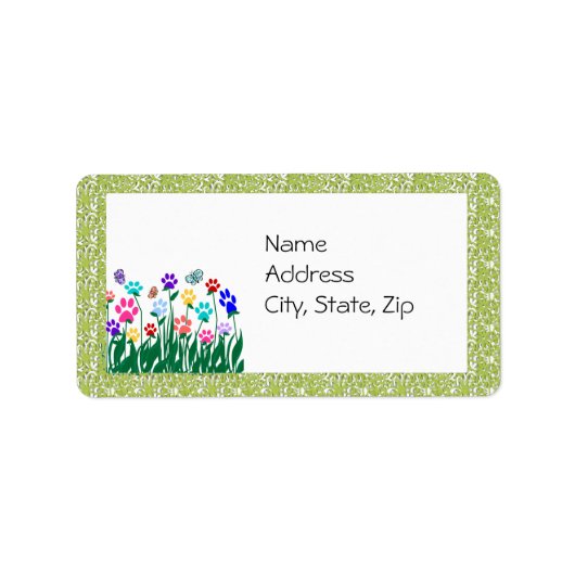 Étiquette de adresse de jardin Empreinte de patte (Devant)