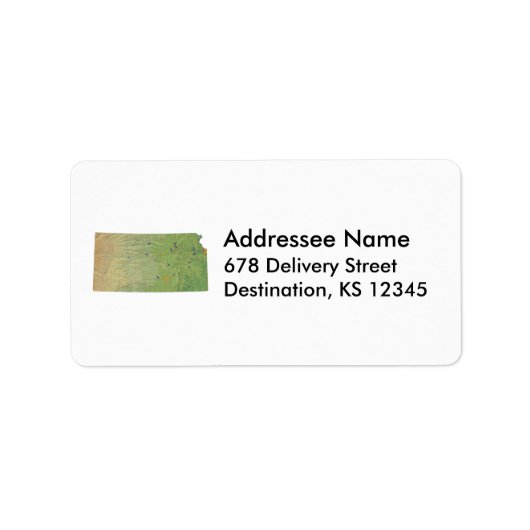 Étiquette de adresse de la carte du Kansas (Devant)