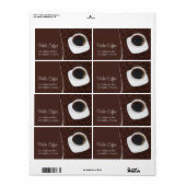 Étiquette de adresse de la coupe de café et harico (Feuille entière)