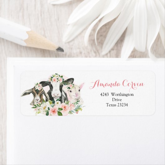 Étiquette de adresse de la fille de la ferme (En situation)