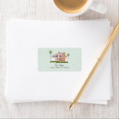 Étiquette de adresse de la maison rose du Moyen-si (En situation)