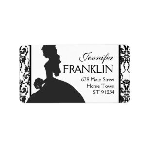 Étiquette de adresse de la mariée Damask