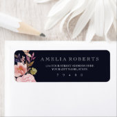 Étiquette de adresse de la marine Floral Watercolo (En situation)