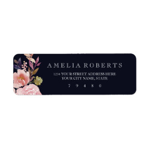 Étiquette de adresse de la marine Floral Watercolo